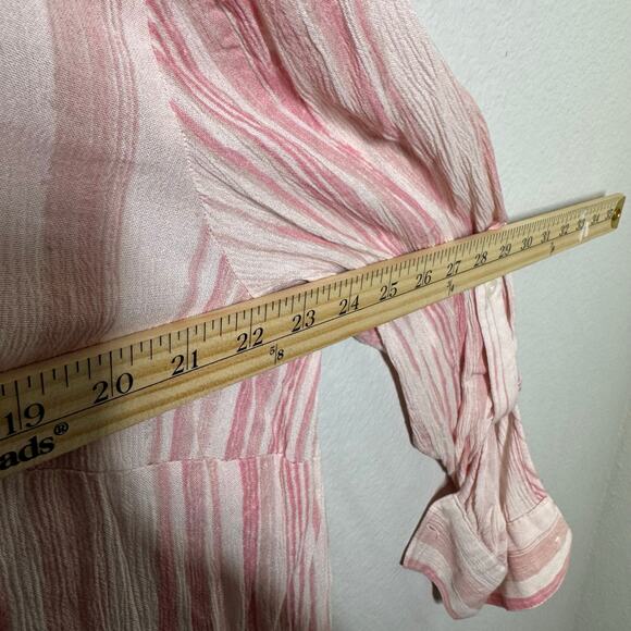 Style & Co Women’s 2X Pink White Striped Button Front Blouse Roll Tab Sleeve - Picture 5 of 8